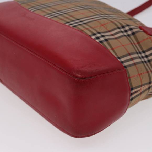 Burberrys Nova Check Tote Bag Canvas Beige Red Auth 78424 - Picture 14 of 16